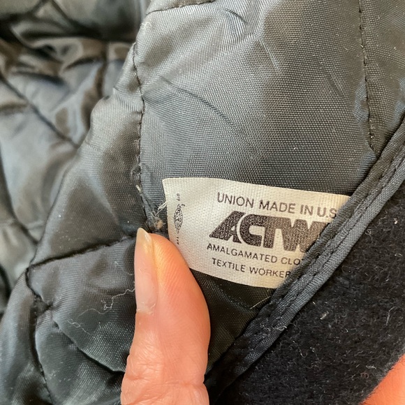 VTG Fox Knapp Mens 36 Black Peacoat Anchor Buttons Quilted Lined Double Breasted - Picture 9 of 13